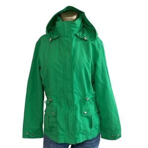 Lands End Women Small Windbreaker Rain Jacket Light Weight Green Hooded